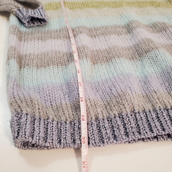 Free People XS Hohair Wool Light Weight Knit Sweater Striped Metallic - Picture 7 of 8